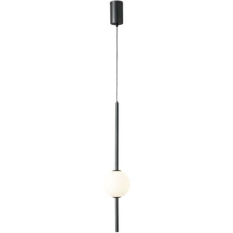 Melkita - lampada a sospensione a LED nera 58 cm - vetro opalino