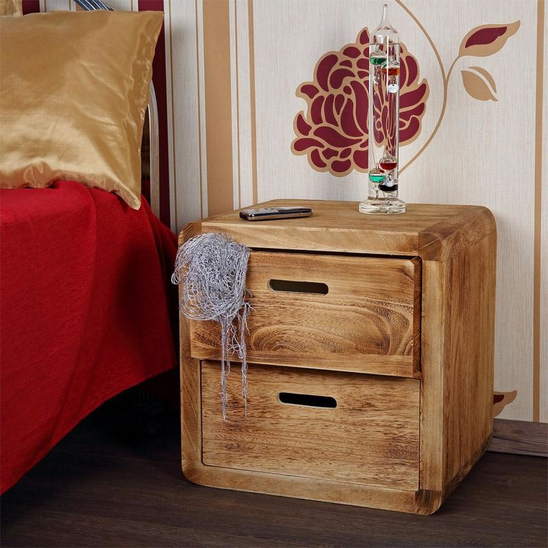 2 x table de chevet armoire de chevet armoire de chambre à coucher bois blanc brun console - Melko
