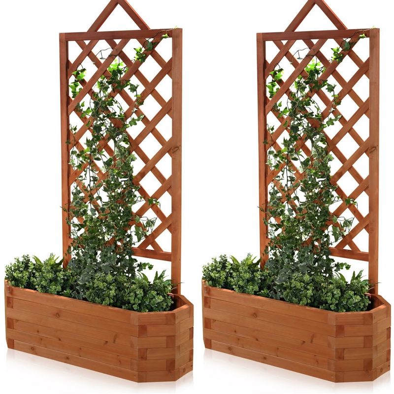 Melko - 2xrose arche boîte de plantation treillis treillis aide à l'escalade pot de fleur boîte de fleur bois