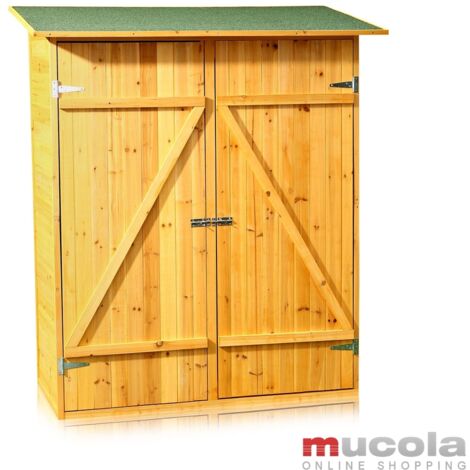 Melko – Armoire de jardin en bois 162 x 140 x 75 cm – 2 étagères intégrées – Toit prémonté – Résistante aux intempéries