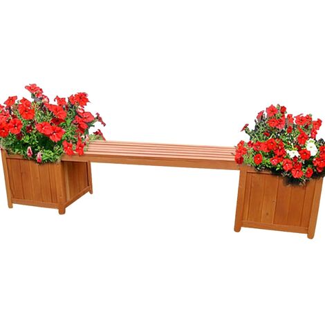 Melko – Banc de jardin en bois avec bac à fleurs 180x40x40 cm – Assise confortable – Montage simple – Pour balcon et terrasse