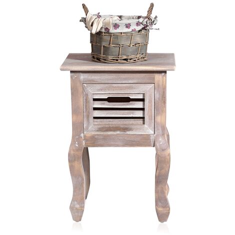 Melko bedside table with curved legs in Shabby Chic in brown 34,4 x 49,2 x 30 cm