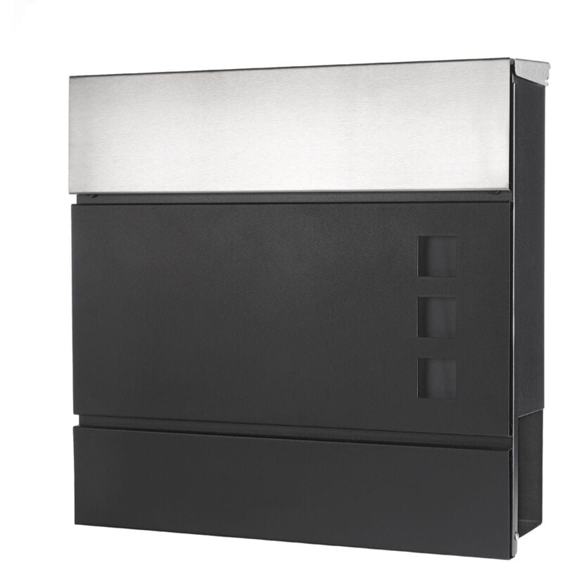 Melko - Boîte aux lettres avec compartiment à journaux Boîte aux lettres murale en acier inoxydable Boîte aux lettres avec rabat de protection et