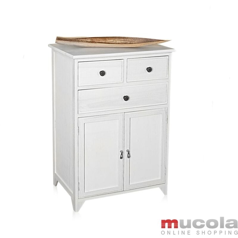 Melko - Buffet Buffet à 2 portes armoire blanche armoire à tiroirs armoire à usages multiples bois nostalgie antique shabby chic