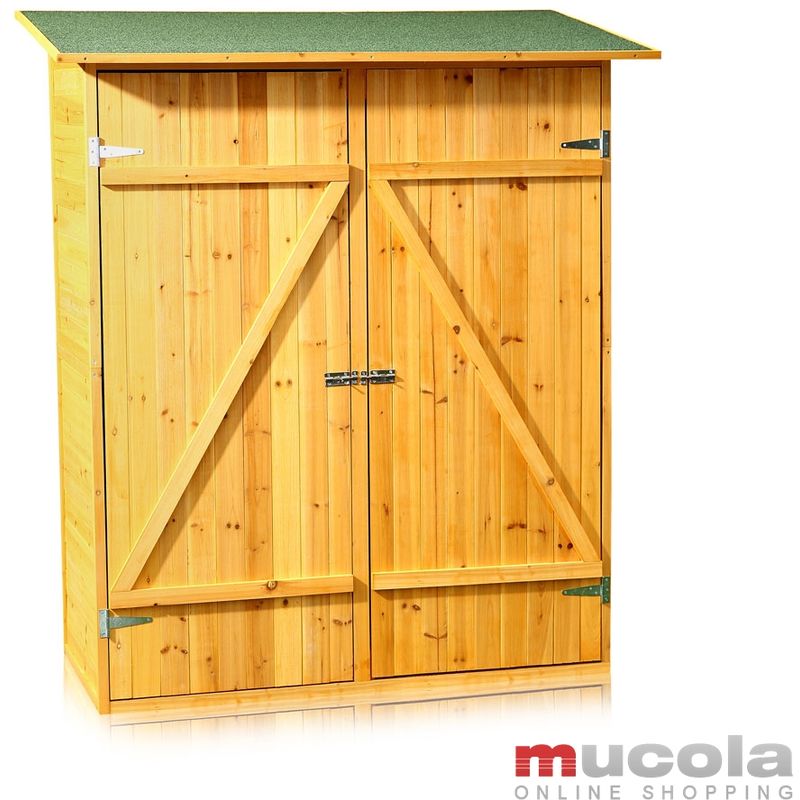 Cabane à outils Cabane à outils xxl Cabane à outils Armoire de jardin, en bois, marron, 162 x 140 x 75 cm - Melko