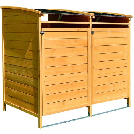 Melko – Cache-poubelle en bois pré-imprégné 240L – Dimensions 140 x 85 x 127 cm – Protection contre intempéries – Double boîte ajustable - BOIS 140 X