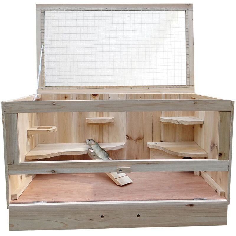 Melko Cage pour petits animaux avec couvercle à charnière, pour petits rongeurs, 60 x 35 x 30 cm, cage pour rongeur villa hamster cage pour souris