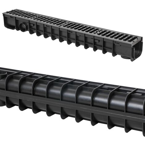 Melko Canal de drainage Canal de drainage C250, 1 mètre, grille en fonte - convient pour DN75 et avec adaptateur pour DN110