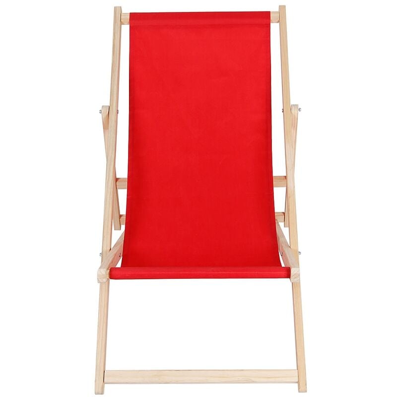 Chaise de plage pliante chaise de jardin en bois chaise longue relax chaise de balcon rouge - Melko
