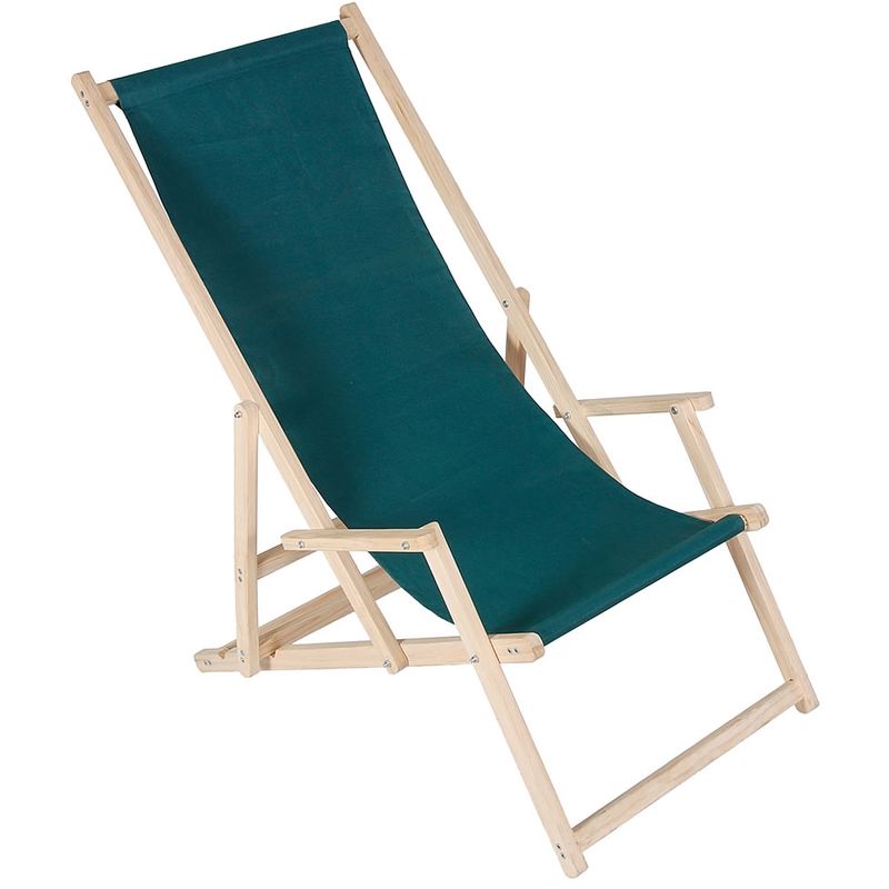 Chaise de plage pliante chaise de plage en bois chaise longue en bois relax chaise longue de plage vert - Melko