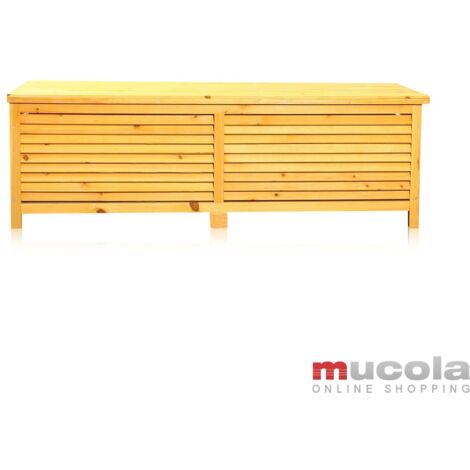 Melko – Coffre de jardin en bois d'épicéa étanche – Dimensions 140 x 52 x 46 cm – Charnières acier inoxydable – Rangement pour coussins et outils