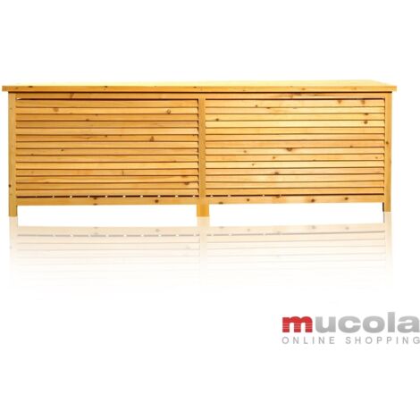 Melko – Coffre de jardin en bois épicéa avec couvercle à charnière – Résistant à la pluie – Dimensions 170 x 50 x 58 cm – Charnières en acier inoxydable