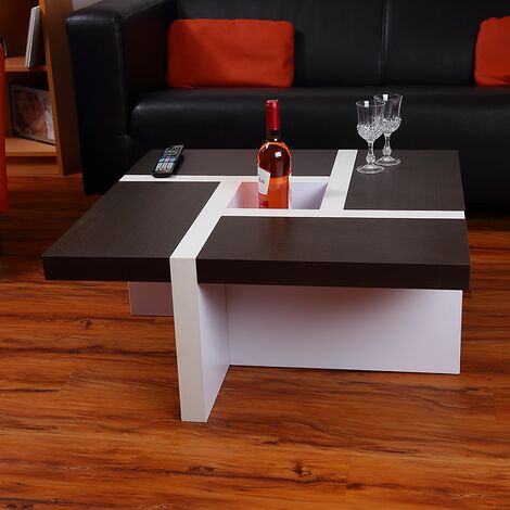 Melko Couchtisch Beistelltisch Wohnzimmertisch Tisch Weiß Schwarz Braun Design