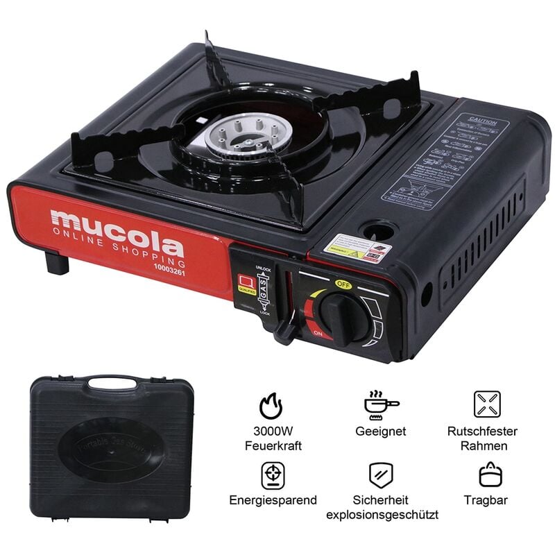Cuisinière à gaz réchaud de camping réchaud à gaz valise réchaud cartouche réchaud plaque de cuisson noir tabouret réchaud propane réchaud à gaz