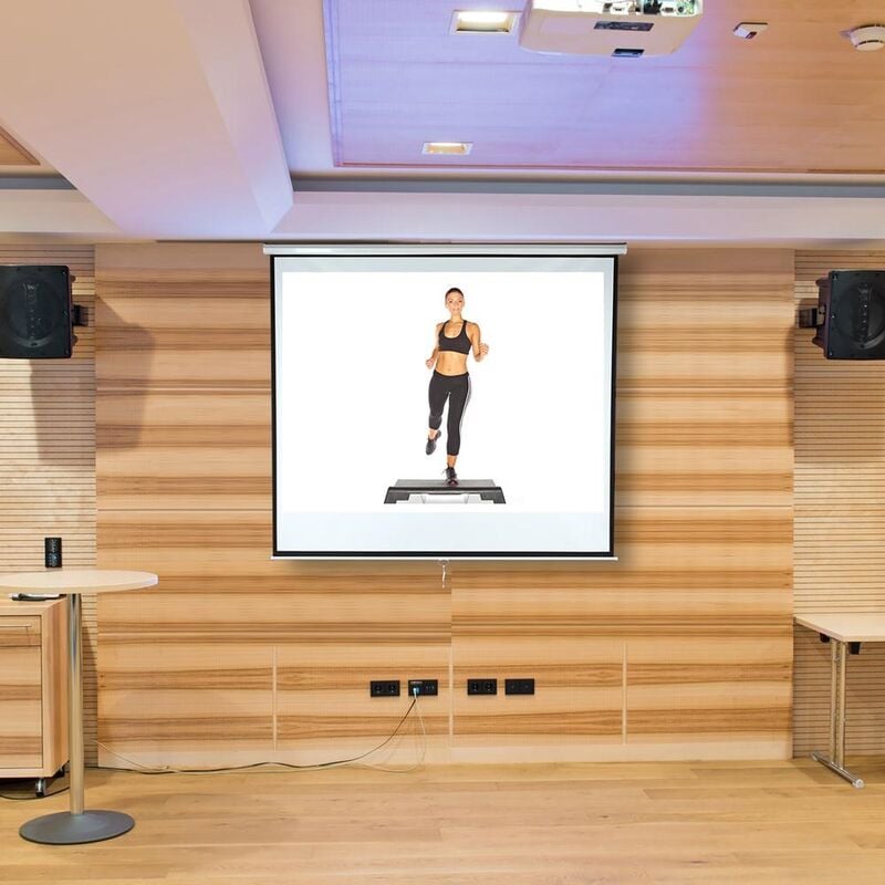 Ecran à rouleau pour beamer, store, home cinéma, bureau, projecteurs, 152 x 152 cm, 85 pouces - Idéal pour la tvhd - Melko