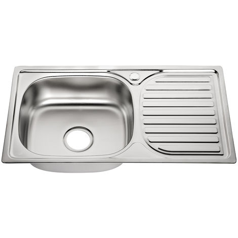 Melko Evier de cuisine évier en acier inoxydable évier rond encastré évier en acier inoxydable avec ensemble de raccords de vidange et siphon