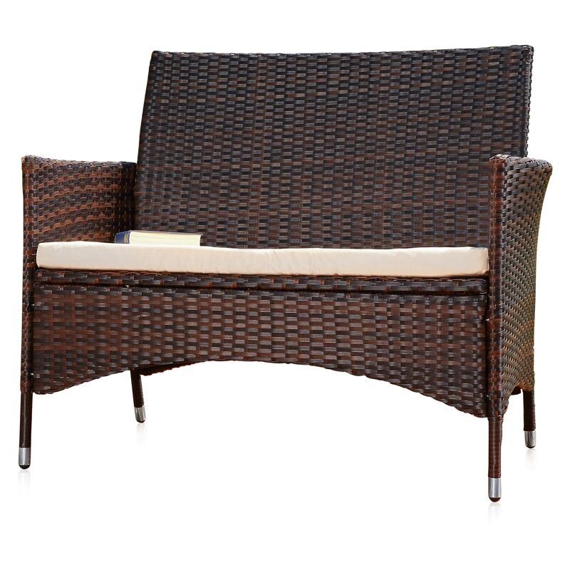 Gartenbank Rattan Sitzbank Braun Rattanbank 2Sitzer Garten Sofa Rattanartikel ?? - Melko