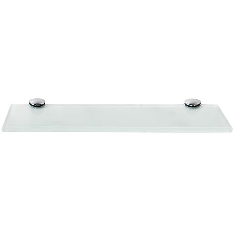 Melko glass shelf, glass shelf ideal for bath, shower and for modern decoration with stainless steel support 30 x 10 x 0.8 cm, white