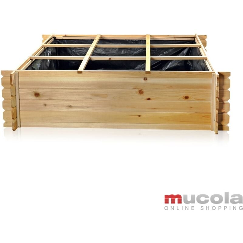 Haut lit/boîte à plantes avec 9 compartiments 140 cm × 140 cm × 36 cm (l x l x h) - Melko