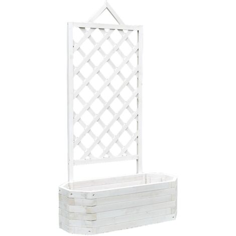 Melko – Jardinière avec écran d'intimité 150 cm – Treillis en bois épicéa – Grand intérieur pour plantes grimpantes – Kit de montage inclus