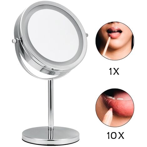 MUCOLA Miroir cosmétique miroir de maquillage miroir de bain miroir de maquillage miroir de rasage LED 10 plis