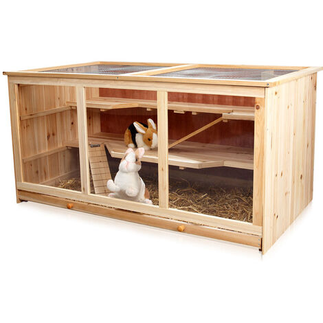 Melko petit animal cage rongeur villa cage hamster cage souris en bois, 117 x 63 x 58 cm, y compris 2 rampes, 3 étages