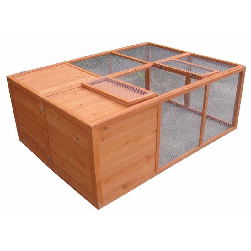 Melko Petit enclos pour animaux Clapier pliant pour lapins Enclos à portée libre env. 160 x 119 x 60 cm, en bois, marron