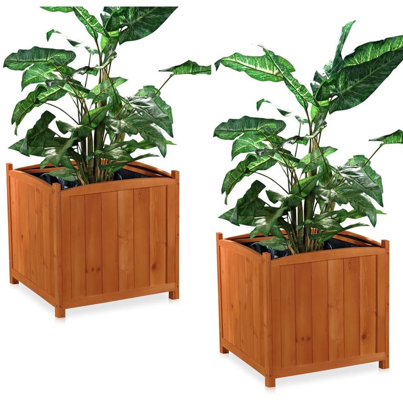 Pot de fleurs 2 pcs. boîte à plantes pot de fleurs en bois pour l'intérieur et l'extérieur, marron, 50 x 50 x 50 cm - Melko