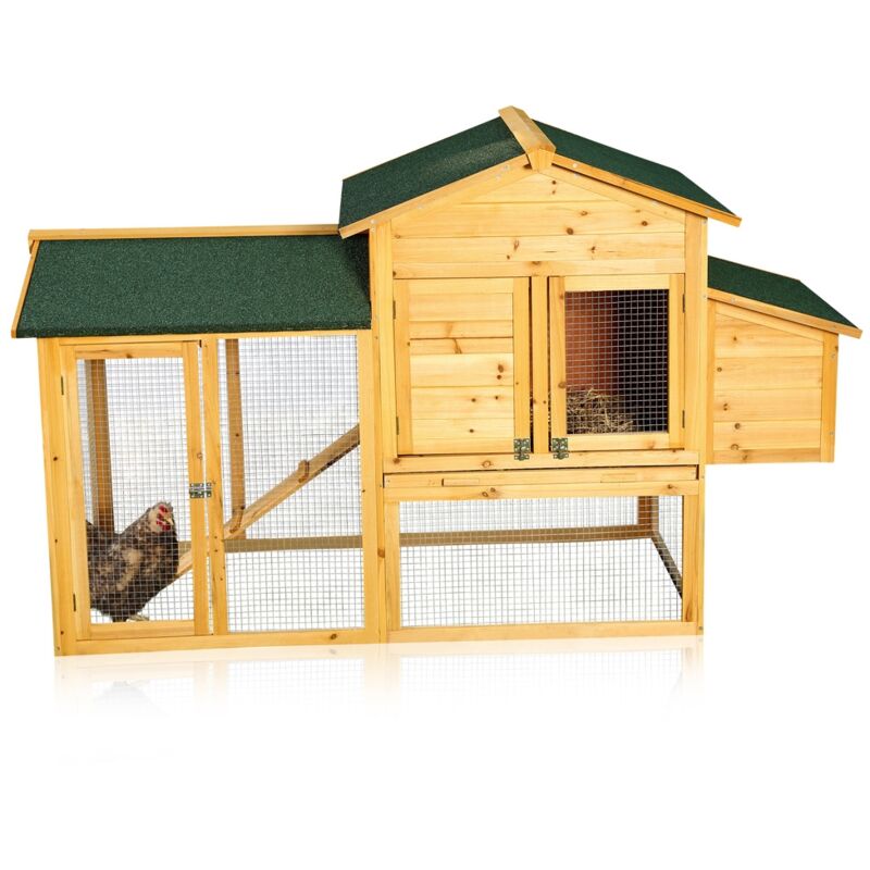 Poulailler avec sortie pour 4-6 poulets Poulailler 168x75x103 cm Poulailler