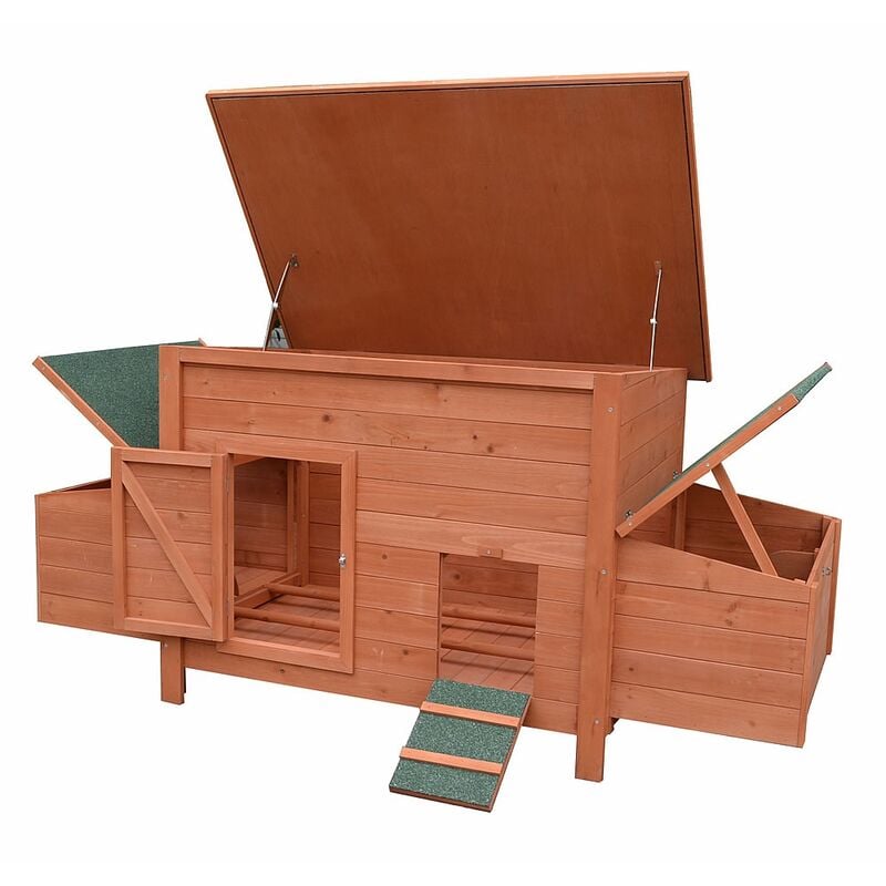 Melko - Poulailler xxl 179 x 80 x 75 cm Poulailler avec rampe et 2 nichoirs Volières en bois