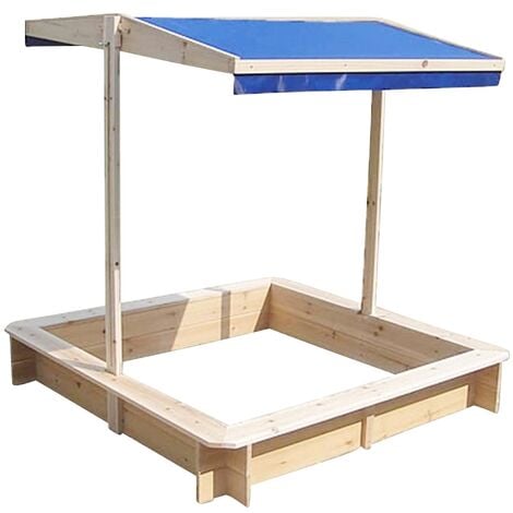 Spielkiste Sandbox Massivholz Holz Sandkasten Sandkiste mit Kurbeldach WOW 