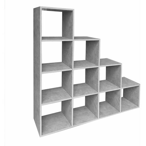 Melko scaffale per gradini 10 scomparti divisori per stanze in cemento grigio scaffale per scale della libreria ??