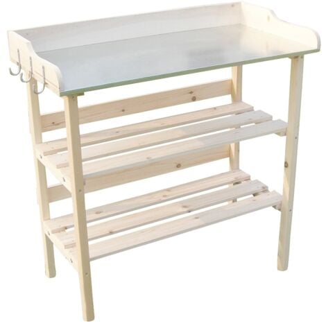 Melko Table de jardinier table de plantation table en bois table d'herboristerie en bois d'épicéa, 84 x 78 x 38 cm