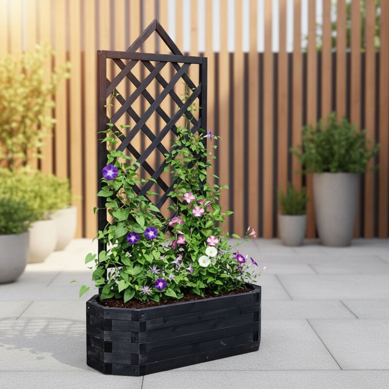 Melko Treillis de avec jardinière de 150 cm de haut Jardinière avec liane de plantes grimpantes en bois