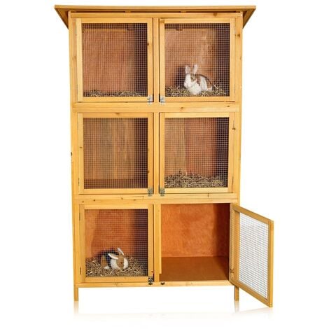 Melko XXL conigliera per coniglietti, ca. 180 x 102 x 48 cm, in legno, 3 x 2 scatole