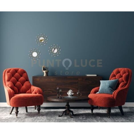 MELLE SET DI 3 SPECCHI DA PARETE TONDI CON CORNICE METALLO DECORATA 25,5CM COLORE ORO