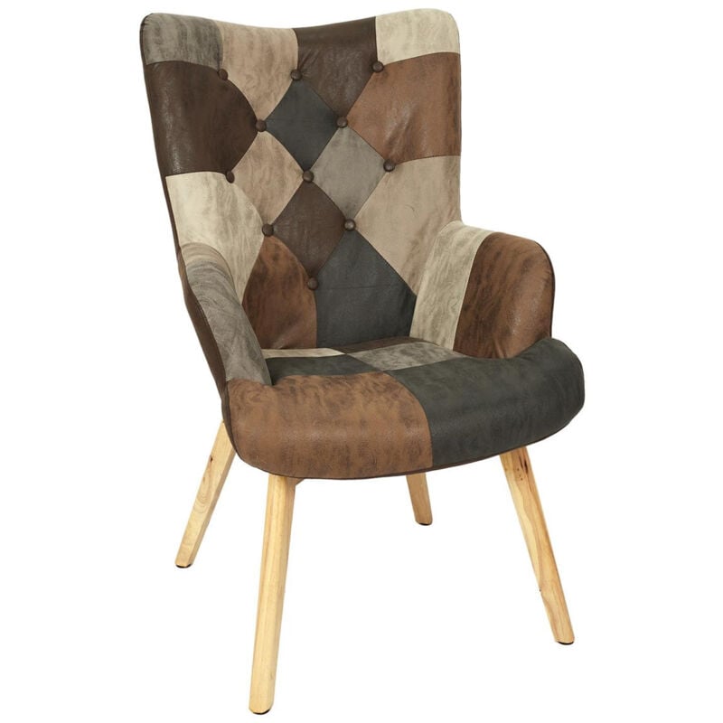 Melo - Fauteuil Patchwork Motifs Nuances de Marron