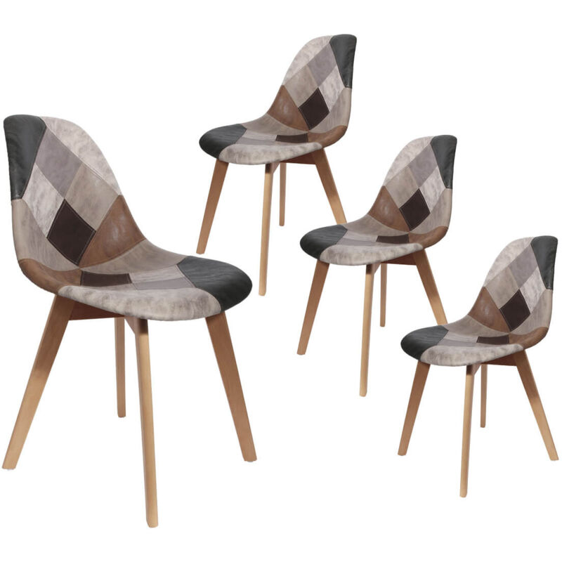 Altobuy - melo - Lot de 4 Chaises Scandinaves Aspect Vieux Cuir