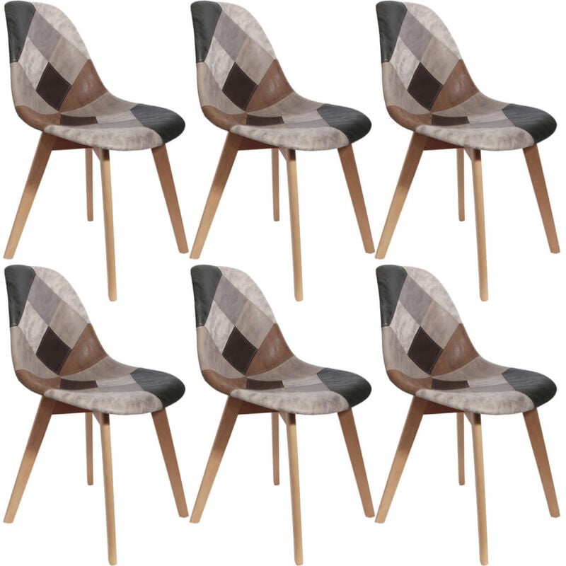 Altobuy - melo - Lot de 6 Chaises Scandinaves Aspect Vieux Cuir