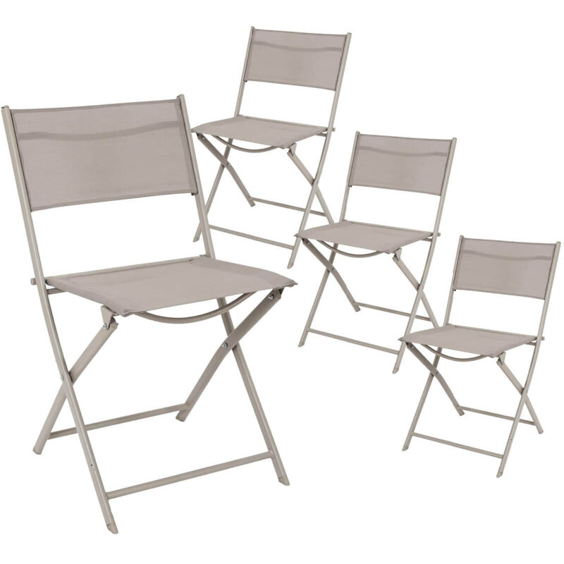 Melom - Lot de 4 Chaises Pliantes Textilène Gris Taupe