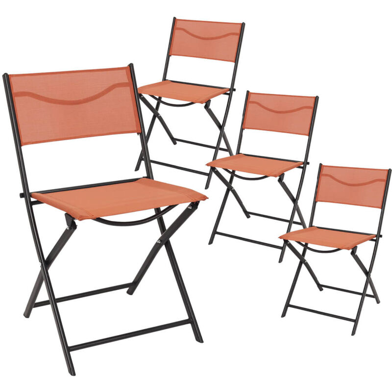 Melom - Lot de 4 Chaises Pliantes Textilène Terracotta