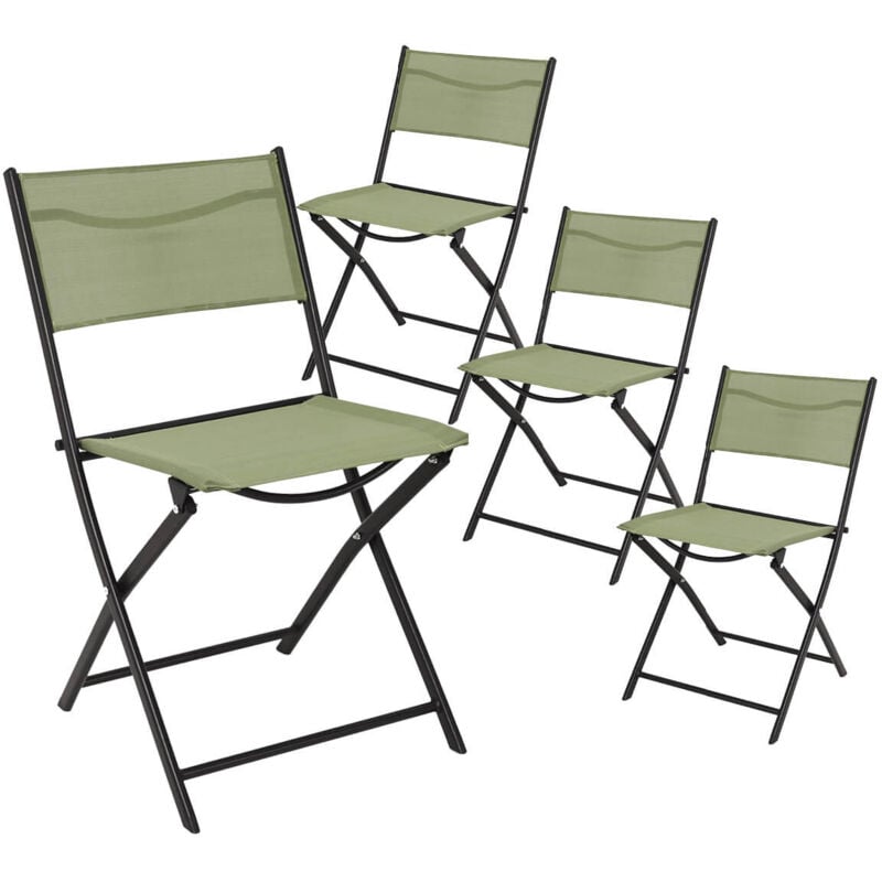Melom - Lot de 4 Chaises Pliantes Textilène Vert