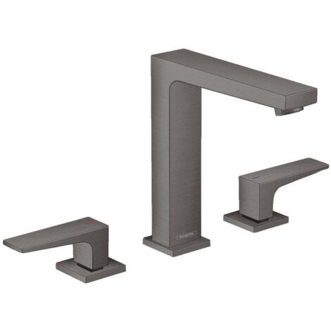 Mélongeur de lavabo 160, 3 trou s, bonde Push-Open noir chromé brossé