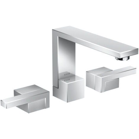 Mélongeur lavabo 130 3 trou s, coupe diamant, bonde push-open chroméé
