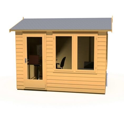 Melrose 10 x 8 Feet Single Door Garden Office - OSB/MDF - L260.4 x W332.8 x H250.5 cm