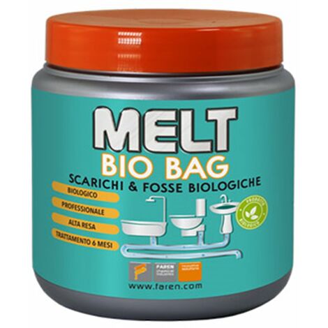 Melt Bio Bag – Ökologische Lösung für Abflüsse und Gruben – Packung mit 6 Beuteln à 50 g