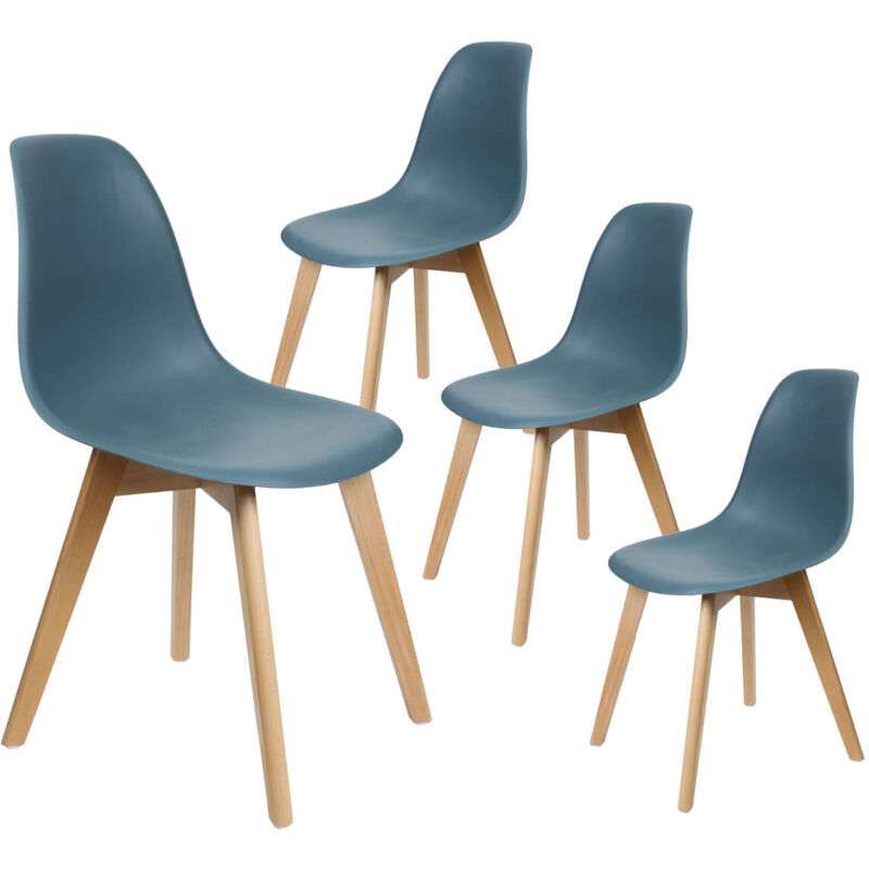 Altobuy - MELYA - Lot de 4 Chaises Scandinaves Bleu Canard - Bleu canard