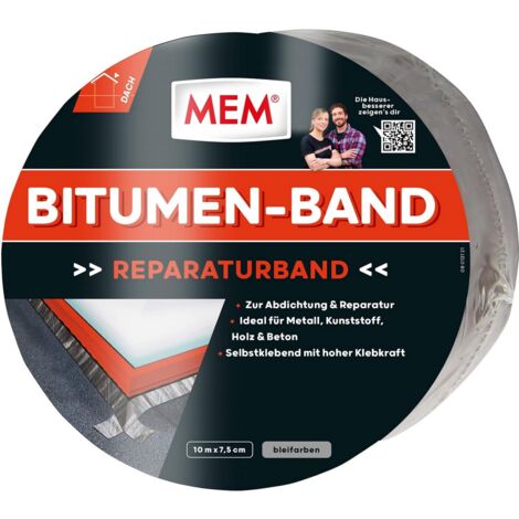 MEM Bitumen-Band 10,0 m x 7,5 cm Bleifarben Dichtungsband aluverstärkt
