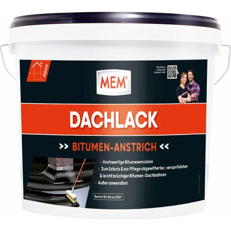 MEM Bitumen Dachlack 10 l Deckaufstrich Isolieranstrich Abdichtung Bitumenanstrich