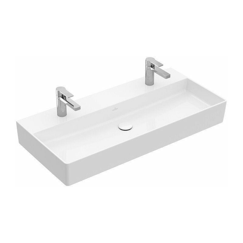 

Villeroy&boch - Memento 2.0, Lavabos de pared, 1000 x 470 mm, Rectangular, modelo de suelo, para dos grifos de un solo orificio, orificios para